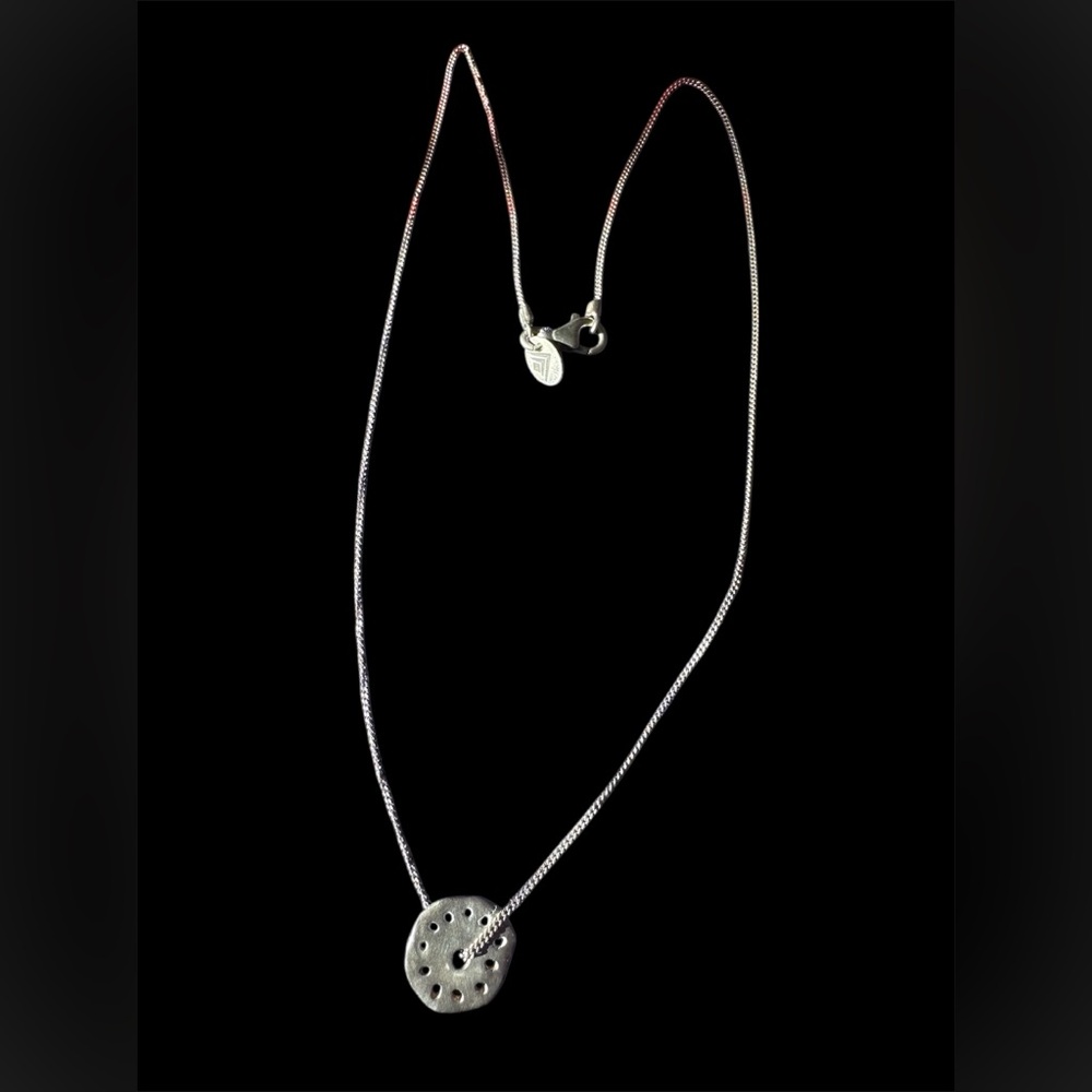Silpada Silver Textured Disc Pendant 16” Necklace